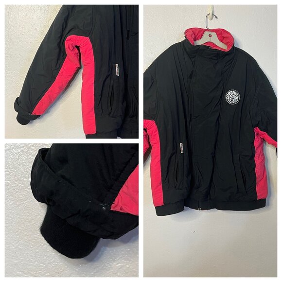 VTG Rip Curl Adventure Sportswear Jacket XL - Black & Pink Reversible Zip Pocket - Picture 4 of 16